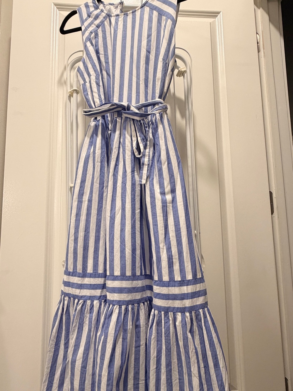 Women’s J Crew Blue and White Striped Sundress with Tie Waist